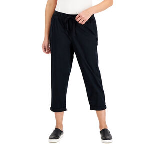 Style & Co. Small Petite Black Pull-On Cuffed Capri Twill Ankle Pants NWT
